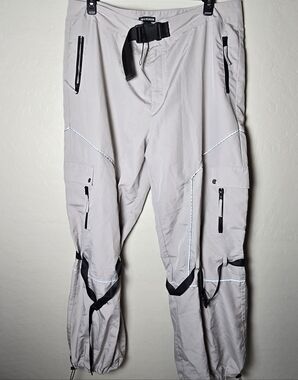 Poster Girl Pants 2X Dollskill Cargo Reflective PmRave Wide Leg Parachute Y2K